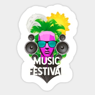 Music Festival Sunglasses Night and Day Sticker